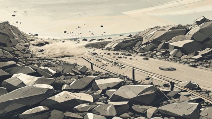 Камнепад перекрыл трассу возле Джаспера в Альберте