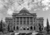 Stunning black and white view of the Luzerne County Courthouse in Wilkes-Barre, PA.
