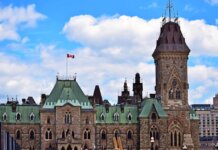 The iconic Parliament Hill with its Gothic architecture in Ottawa, Canada.