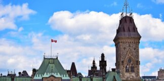 The iconic Parliament Hill with its Gothic architecture in Ottawa, Canada.