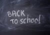 Blackboard with 'Back to School' written in chalk, ideal for educational themes.