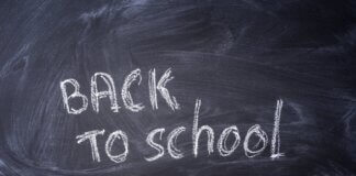 Blackboard with 'Back to School' written in chalk, ideal for educational themes.