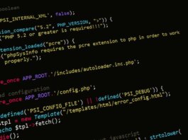 A close-up view of PHP code displayed on a computer screen, highlighting programming and development concepts.