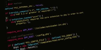 A close-up view of PHP code displayed on a computer screen, highlighting programming and development concepts.