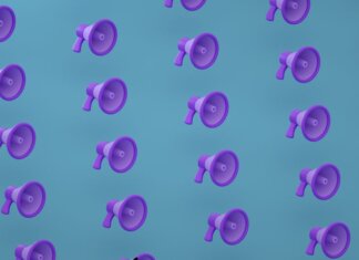 Канада выделит $47 млн на проекты в Гватемале и Латинской Америке Bright purple megaphones pattern on a blue backdrop creating an abstract and modern visual.