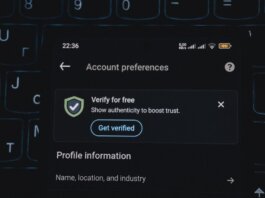 Close-up of a smartphone screen displaying account verification alert. Ideal for security and authenticity themes.
