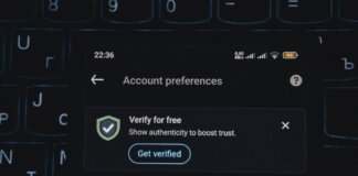 Close-up of a smartphone screen displaying account verification alert. Ideal for security and authenticity themes.