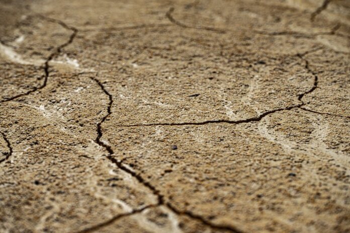 Close-up view of dry, cracked earth texture with intricate patterns. Close-up view of dry, cracked earth texture with intricate patterns.