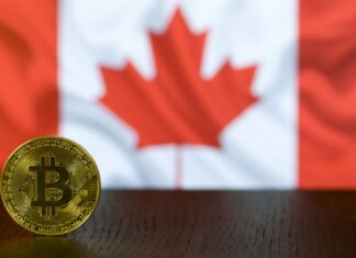 Канада расширила онлайн-продление паспортов для всех взрослых Golden Bitcoin coin displayed in front of a blurred Canadian flag symbolizing cryptocurrency in Canada.
