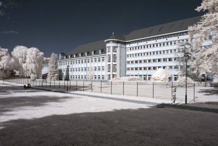 Grayscale image of a large government building with a unique infrared effect. Grayscale image of a large government building with a unique infrared effect.