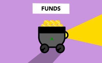 Creative illustration of full trolley with gold representing concept investing in funds and make capital