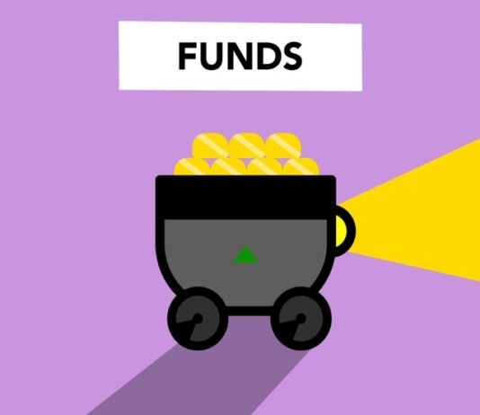 Creative illustration of full trolley with gold representing concept investing in funds and make capital