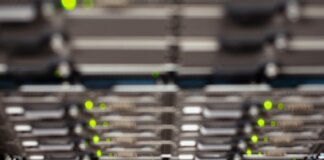 From above contemporary server cable trays without wires located in modern data center