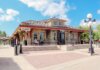 A sunny day at the historic Calgary Railway Cafe, showcasing classic architecture.