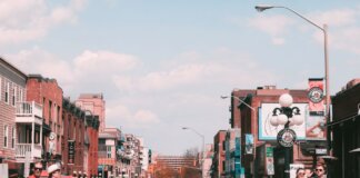 Bustling day in downtown Ottawa captures pedestrians, historic buildings, and lively street life.