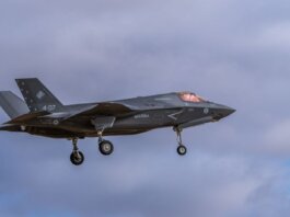 F-35 fighter jet in flight over Albacete, Spain. Military aviation at its finest.