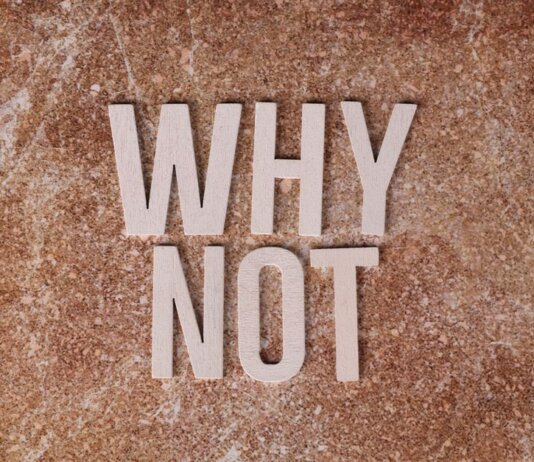 Wooden letters spelling 'WHY NOT' on a textured stone surface background.