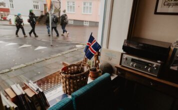 Канада и Исландия выступили с совместным заявлением после встречи в Рейкьявике A cozy corner in a Reykjavik café featuring Icelandic decor and a view of the city street.